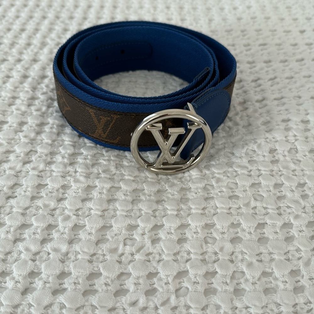 Louis Vuitton blue and brown leather belt